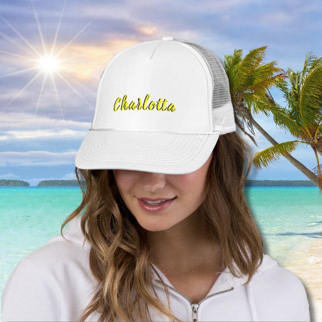 Black Personalize Name | Neon Yellow Colour Trucker Hat (Creator Uploaded)