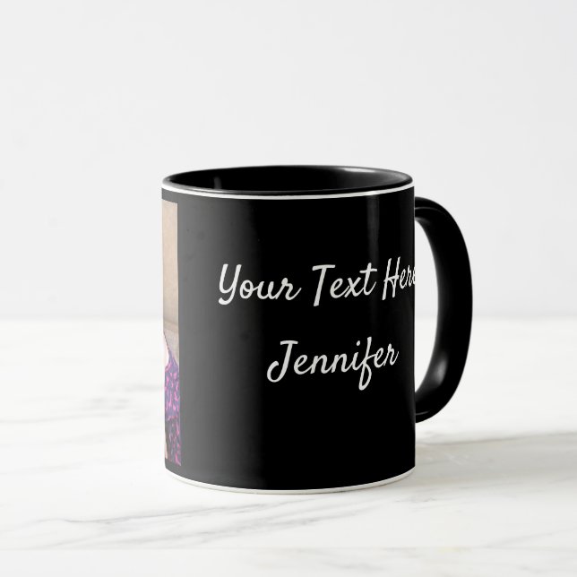 Black Personalize PHOTO TEMPLATE Gift Coffee Mug (Front Right)