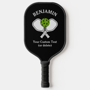 Black Personalize Pickleball Name, Logo and text  Pickleball Paddle