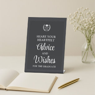 Black Personalized Advice & Wishes Grad Party Pedestal Sign