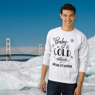 Black Personalized Baby It's Cold Outside Holiday Sweatshirt