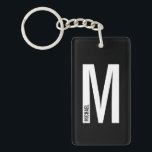 Black Personalized Bold Monogram and Name Keychain<br><div class="desc">Modern Monogram Design featuring personalized monogram letter "M" and name in modern bold sans serif font style.

Perfect gift for him,  father's day gift,  groomsman gift and more.</div>