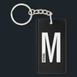 Black Personalized Bold Monogram and Name Keychain<br><div class="desc">Modern Monogram Design featuring personalized monogram letter "M" and name in modern bold sans serif font style.

Perfect gift for him,  father's day gift,  groomsman gift and more.</div>