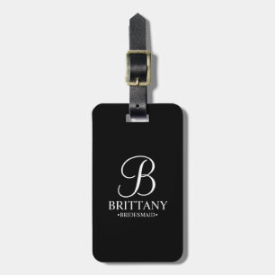 Black Personalized Bridesmaid's Name and Monogram Luggage Tag