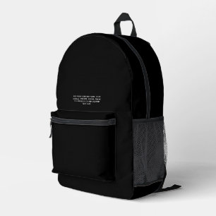 Black   Personalized Business Logo and Text Printed Backpack