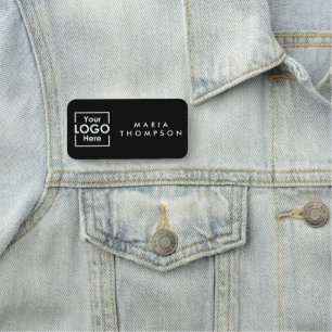 Black Personalized Business Logo Employee Staff Name Tag