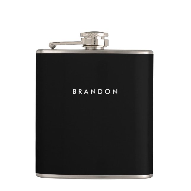 Black Personalized Flasks For Men (Front)