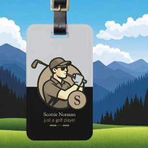 Black Personalized Golfer Monogram Luggage Tag