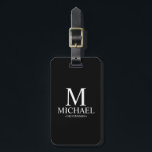 Black Personalized Groomsman Name and Monogram Luggage Tag<br><div class="desc">Modern Black and White Personalized Groomsman Gifts
featuring personalized monogram,  groomsman's name and title in white classic serif font style on black background.

Also perfect for Best Man,  Father of the Bride and more.</div>