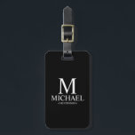 Black Personalized Groomsman Name and Monogram Luggage Tag<br><div class="desc">Modern Black and White Personalized Groomsman Gifts
featuring personalized monogram,  groomsman's name and title in white classic serif font style on black background.

Also perfect for Best Man,  Father of the Bride and more.</div>