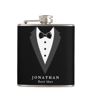 Black Personalized Groomsman Vinyl Wrapped Flask