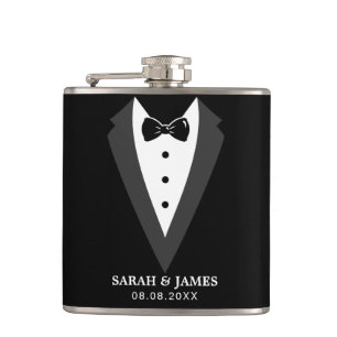 Black Personalized Groomsman Vinyl Wrapped Flask