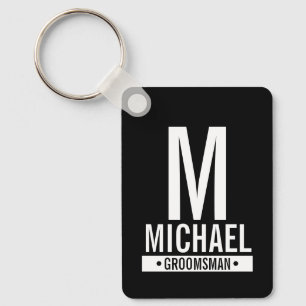 Black Personalized Groomsman's Monogram and Name Keychain