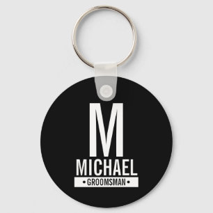 Black Personalized Groomsman's Monogram and Name Keychain