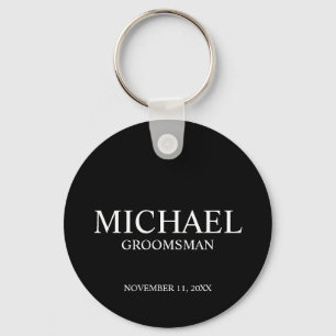 Black Personalized Groomsman's Name and Monogram Keychain