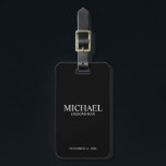 Black Personalized Groomsman's Name and Monogram Luggage Tag<br><div class="desc">Modern Personalized Groomsman Gifts
featuring personalized groomsman's name,  title and wedding date in white classic serif font style on black background.

Also perfect for Best Man,  Father of the Bride and more.</div>