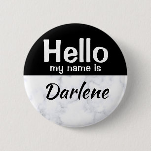 Black Personalized hello my name is custom tag 2 Inch Round Button