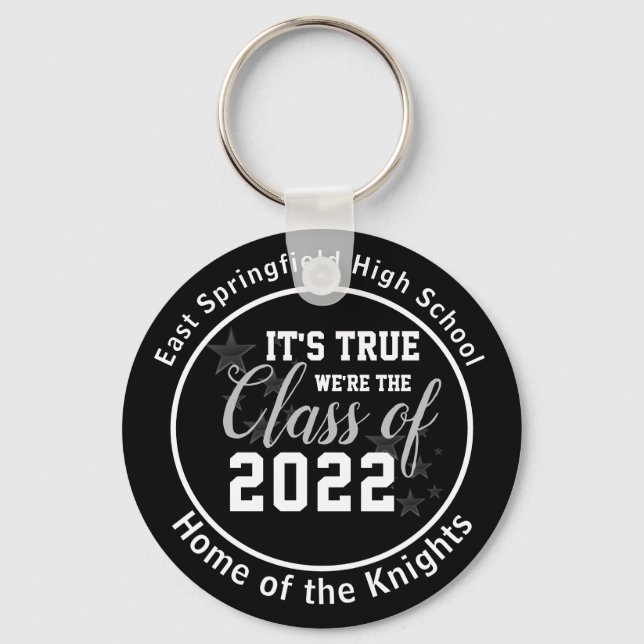 Black Personalized High School Class of 2022  Keychain (Front)