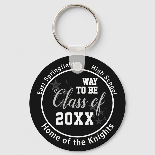 Black Personalized High School Class of 2023 Keychain (Front)