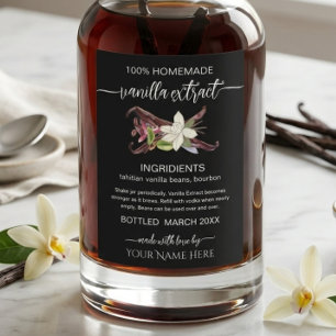 Black Personalized Homemade Vanilla Extract Label