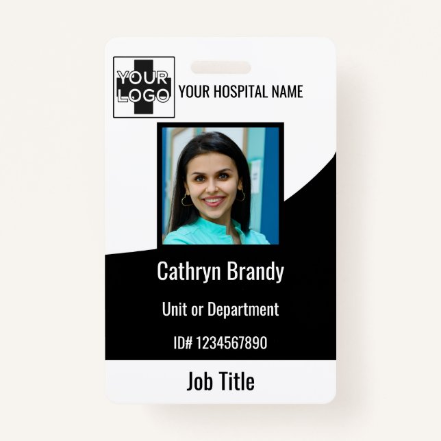 black Personalized Hospital or Clinic Employee Badge (Front)