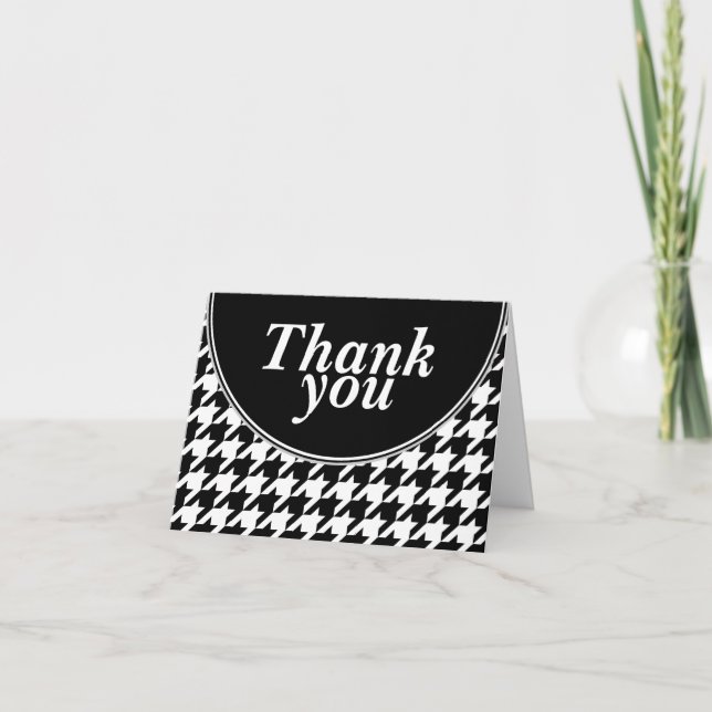 Black Personalized Houndstooth Thank You cards (Front)