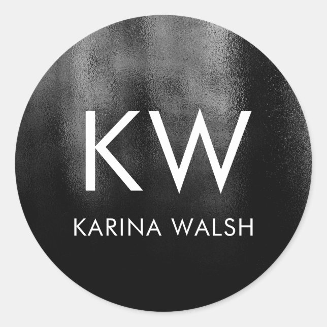Black personalized initial monogram stickers (Front)