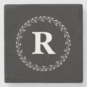 Black Personalized Initial Stone Coaster