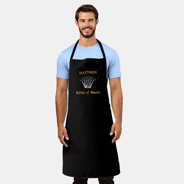 Black Personalized King of Bark Funny Apron (Worn)