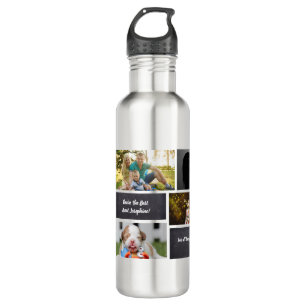Black Personalized Modern Photo Collage auntie 710 Ml Water Bottle