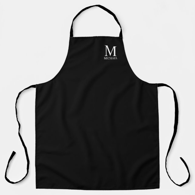 Black Personalized Monogram and Name Apron (Front)