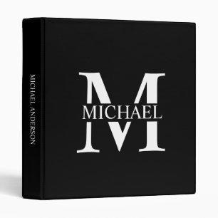Black Personalized Monogram and Name Binder