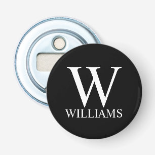 Black Personalized Monogram and Name Bottle Opener