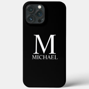 Black Personalized Monogram and Name iPhone 13 Pro Max Case