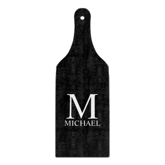 Black Personalized Monogram and Name Cutting Board (Front)