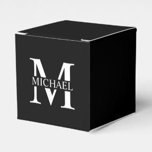 Black Personalized Monogram and Name Favor Box