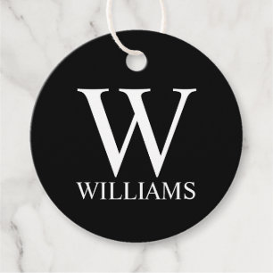 Black Personalized Monogram and Name Favour Tags