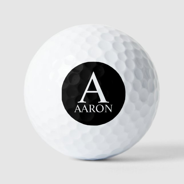 Black Personalized Monogram and Name Golf Balls (Front)