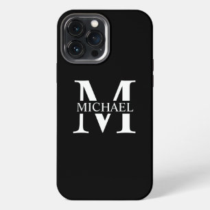 Black Personalized Monogram and Name iPhone 13 Pro Max Case