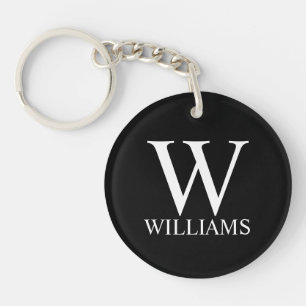 Black Personalized Monogram and Name Keychain