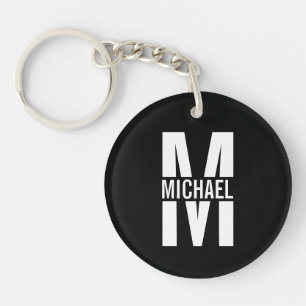 Black Personalized Monogram and Name Keychain