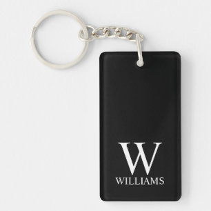 Black Personalized Monogram and Name Keychain