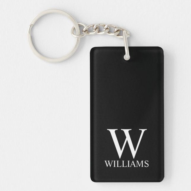 Black Personalized Monogram and Name Keychain (Front)