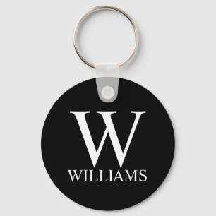 Black Personalized Monogram and Name Keychain