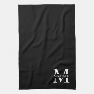 Black Personalized Monogram and Name Kitchen Towel