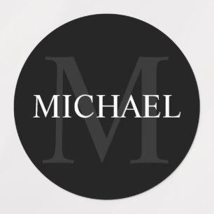 Black Personalized Monogram and Name  Labels