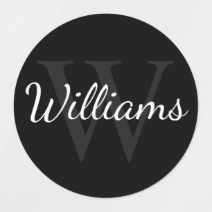 Black Personalized Monogram and Name Labels