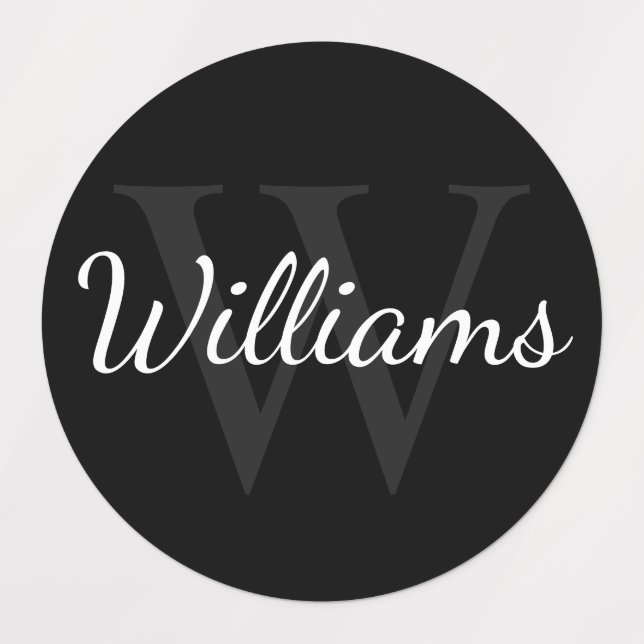Black Personalized Monogram and Name Labels (Design 1)