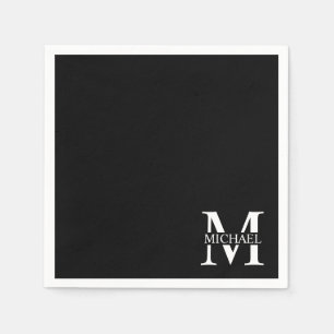 Black Personalized Monogram and Name Napkin