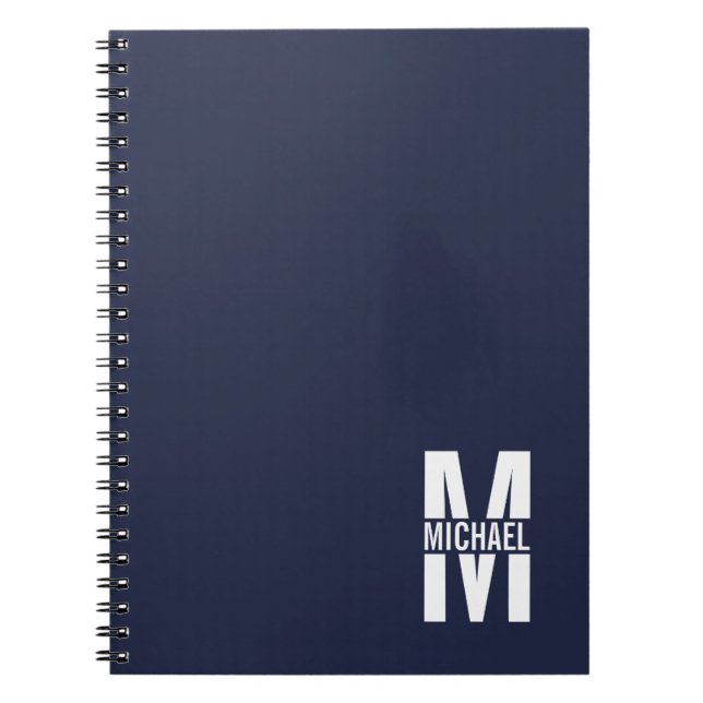 Black Personalized Monogram and Name Notebook (Front)
